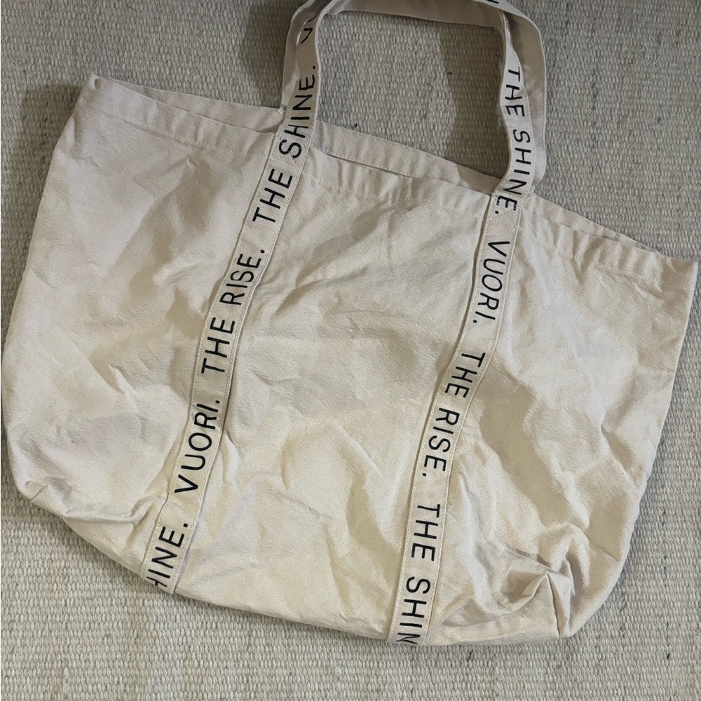 Vuori Beige Tote with Branded Straps